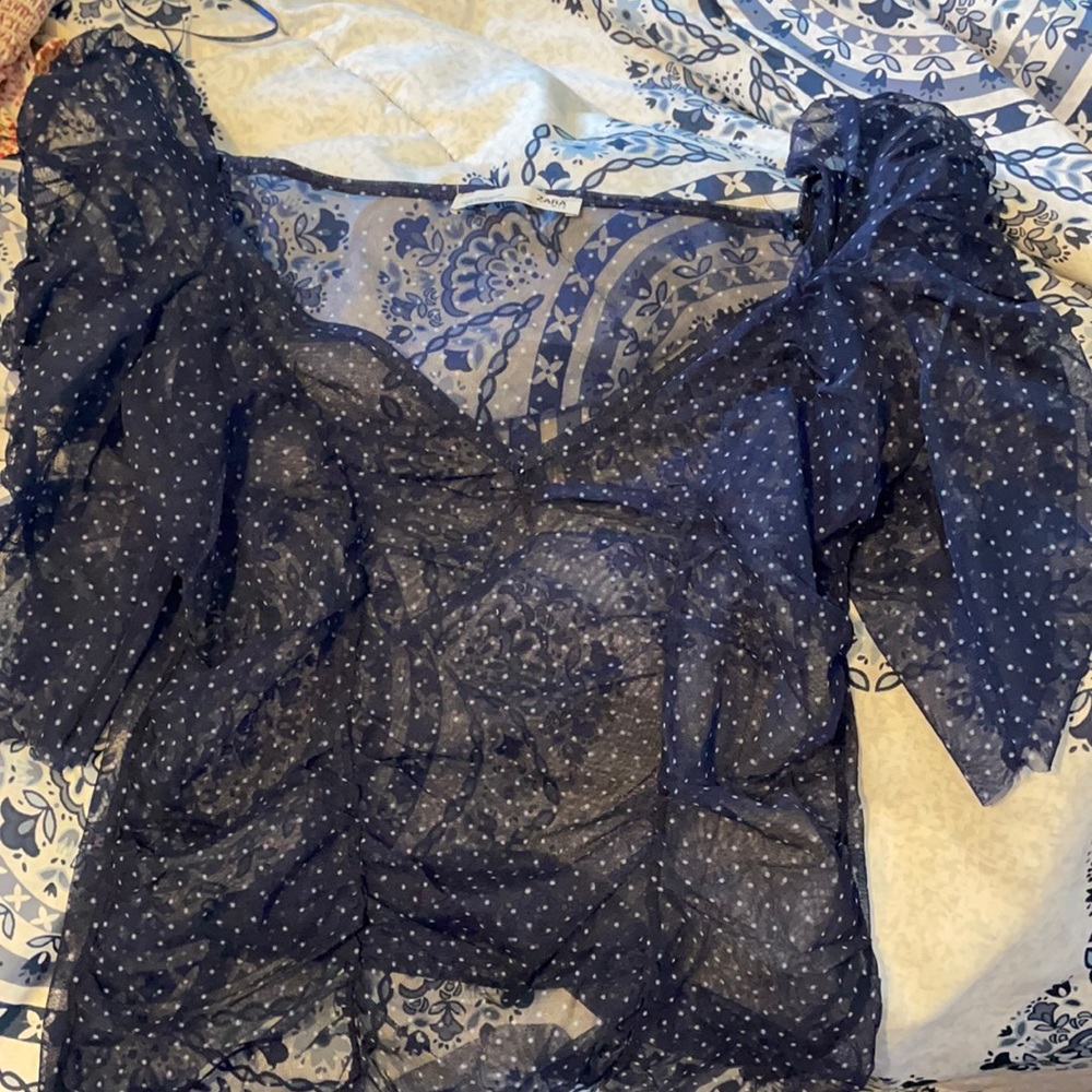 Blue Polka Dot Crop Top